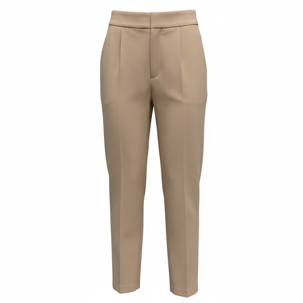 Zara‎ Dress Pants Womens Medium Tan Good High Waisted Straight Leg Trousers
